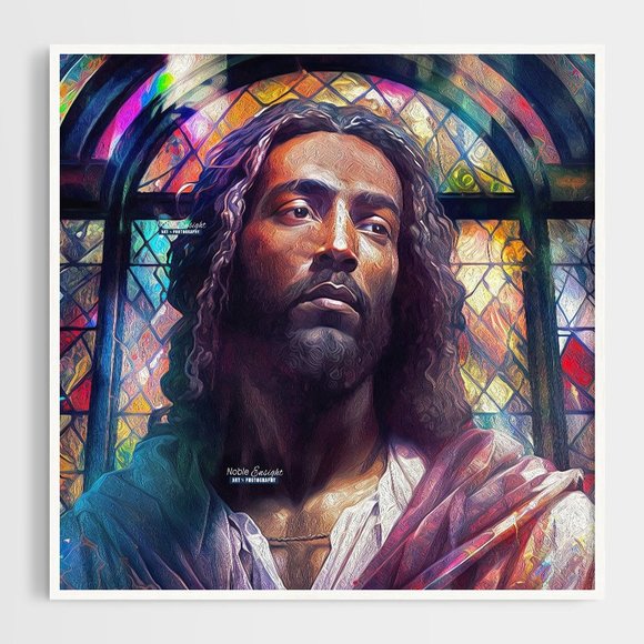 Jesus Stained Glass Wall Art Watercolor Oil Painting Print - Picture 7 of 7